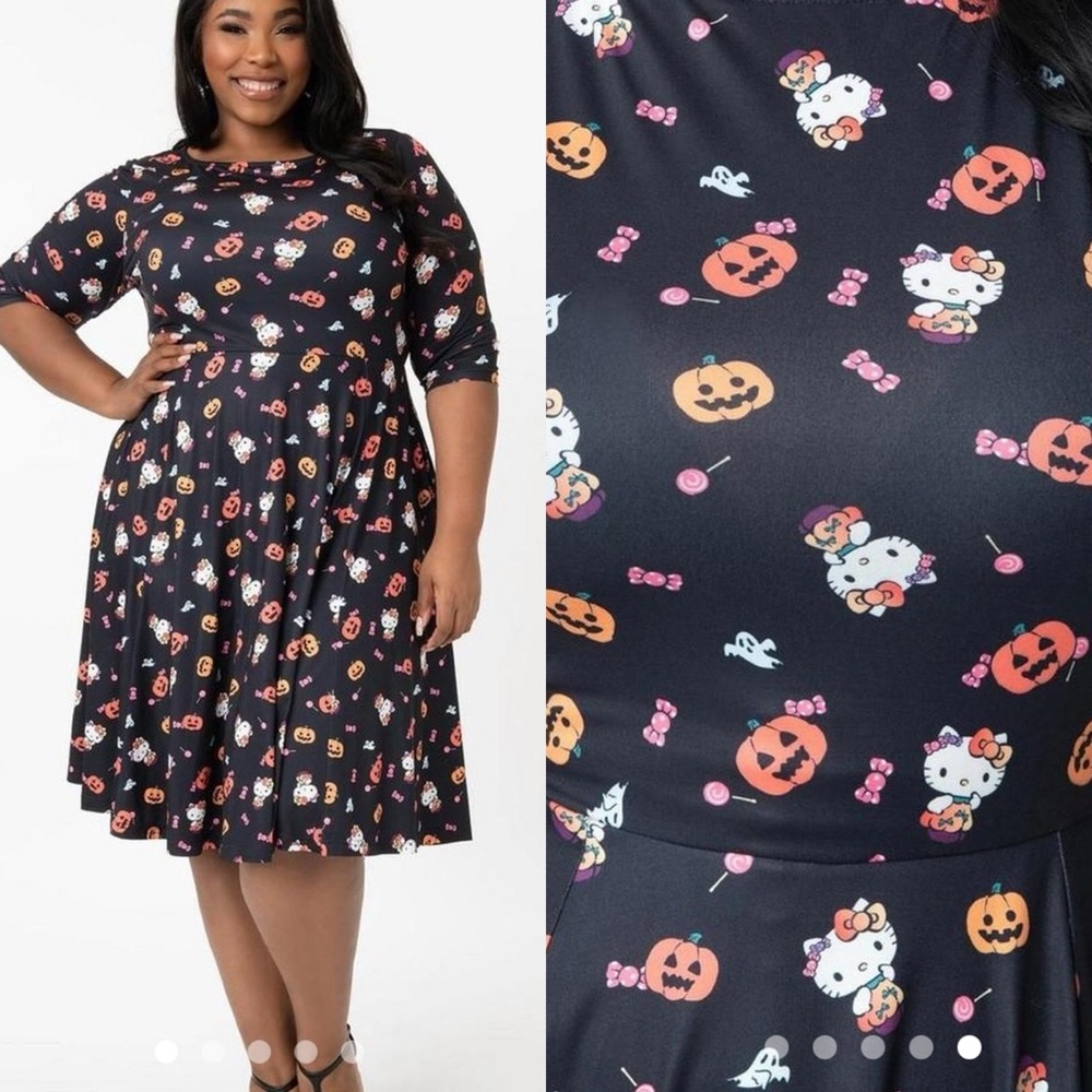 Hello Kitty x Unique Vintage Halloween Treats Nicole Swing Dress